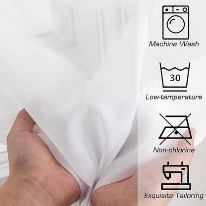 Simplebrand Sheer White Curtains 120 Inches Long, Extra Long Rod Pocket Solid Color Window Sheer Curtain Panels, Elegant Curtains & Drapes for Living Room, Bedroom 2 Panels (White, 59" W x 120" L)