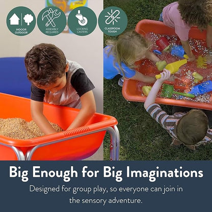 Children's Factory Medium Sensory Table – 18″ Height Table, Sandbox, Water Table for Kids, Red