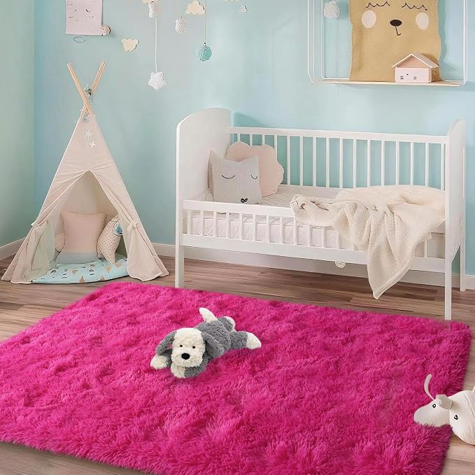 Mugorn Hot Pink Fluffy Soft Rugs