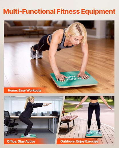 VEVOR Balance Board, 360° Rotating Wobble Board Trainer for Adults 3-Level Adjustable, Wooden Balance Training Equipment, Slip-Resistant Surface for Core Workout, Standing Desk Exercise, Home Gym