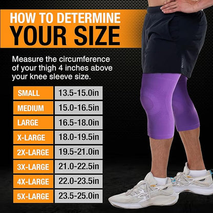 Doc Miller Knee Compression Sleeve Brace for Men & Women (Pair) Best Support for Workout Running ACL Arthritis Pain Relief