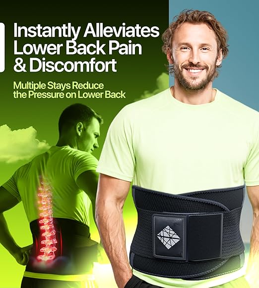 Back Brace for Lower Back Pain Relief – Adjustable Lumbar Support Belt for Women & Men, Lower Back Support for Herniated Disc, Sciatica & Heavy Lifting, Workout Back Support Brace, Size L