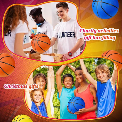 HyDren 6 Pack Official Size Rubber Basketballs with Pump Bulk for Child Kids Junior Youth Adults Basket Balls Indoor Outdoor Operation Christmas Items School Gifts