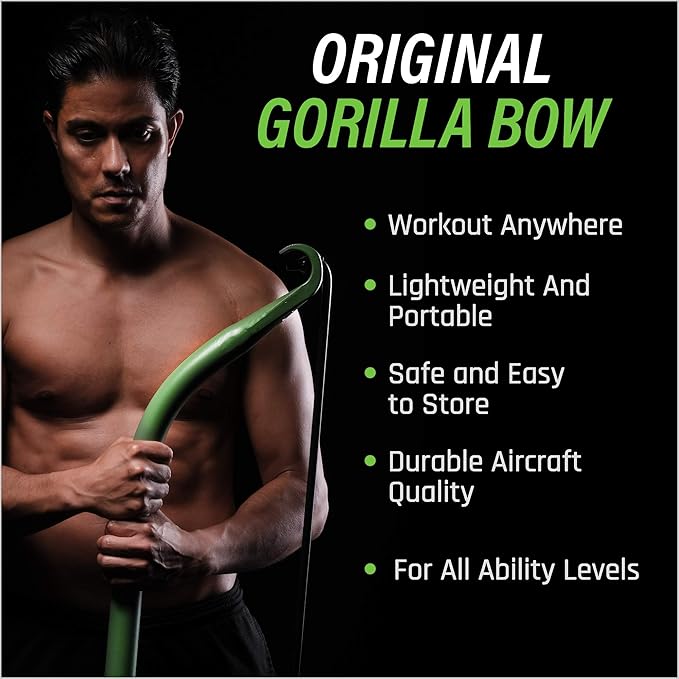 Gorilla Bow Original All-in-One Portable Home Gym System, Professional-Grade Resistance Band Bar for Strength Training, HIIT & Full Body Workouts, Resistance training system for Home, Travel & Outdoor