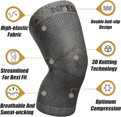 NEENCA Ultra-thin Knee Sleeve for Knee Pain, Lightest Knee Compression Sleeve with Graphene Ions Infused Fabric for Pain Relief, Swelling, Arthritis, Poor Circulation, Running, Sport.