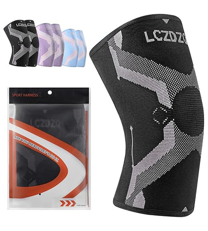 Knee Braces 2-Pack - Compression Sleeves for Men & Women, Knee Pain Relief for Arthritis, Meniscus Tear, Running, Gym, Basketball - Black M(Check Sizing)