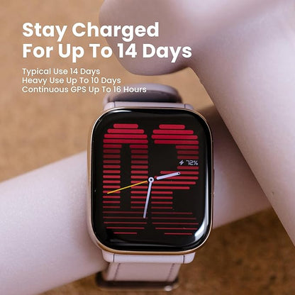 Amazfit Active Smart Watch 42mm, AI Fitness Tracker & Sleep Coach, GPS, Amazon Alexa Built-in, Bluetooth, 14-Day Battery, 120+ Sports Modes, Android & iPhone, Petal Pink
