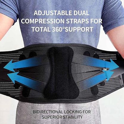 Lower Back Brace for Women Men, Adjustable Lumbar Support with 3D Pad, Breathable Ergonomic Support Belt with Metal Stays for Work, Lifting, Drive, Black,Size XL,Waist 45"-52"