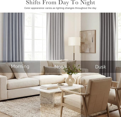 PONY DANCE Kitchen Curtains 36 inches Length - Half Curtain Tiers for Windows Decoration Rod Pocket Drapes Light Block for Kitchen/Bathroom, 42 W x 36 L, Silver Grey, Pack-2