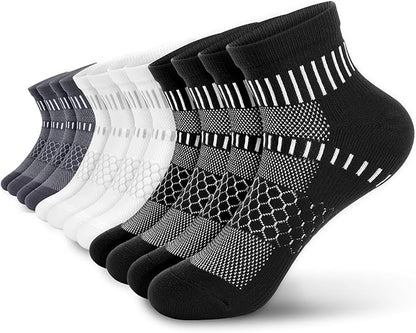 IRAMY Ankle Compression Socks for Men Women Cushioned Running Athletic Socks Plantar Fasciitis Relief 2/4/6 Pairs