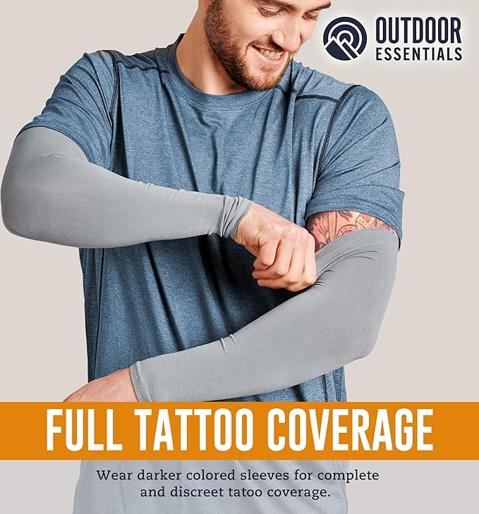 OutdoorEssentials UV Sun Protection Arm Sleeves - Compression Arm Sleeve, UV Arm Sleeves Men, Women - Golf Cooling Sleeves