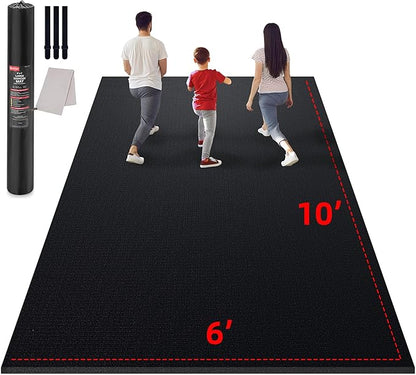 GymCope Large Exercise Mat for Home Workout,12‘x6’/10'x6'/9'x6'/8'x6'/7'x5'/6'x4' (7mm) Extra Thick Workout Mat, High-Density Gym Mat for Cardio, Jump Rope, MMA, Weights (Shoe-Friendly)