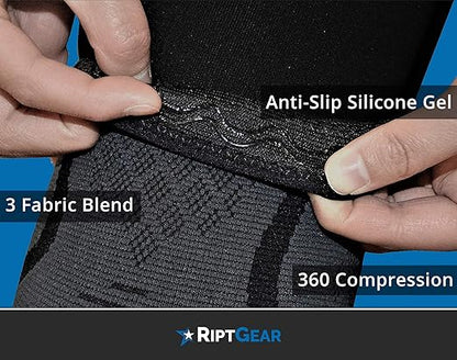 RiptGear Knee Compression Sleeve - Braces for Knee Pain - Compression for Arthritis, Meniscus Tear, Running, Walking - Support for Women and Men - Sleeves Weightlifting (Small, Gray (1 Pack))