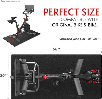 Bike Trainer Mat Compatible with Peloton Bike, for Treadmill & Row, THK 6mm, Under Mat Protect Hardwood Floor Carpet, Trainer Accessory for Indoor Stationary Exercise Bicycle