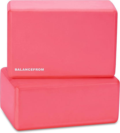Fitvids Set of 2 High Density Yoga Blocks, 9"x6"x4" Each, Pair, Multiple Colors