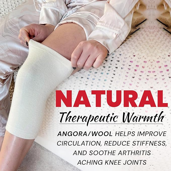 MAXAR Angora/Wool Knee Sleeve for Men & Women - Soft, Warm Support to Improve Circulation and Alleviate Arthritis Joint Pain - Lightweight Knee Warmer (XL, 1 pc)