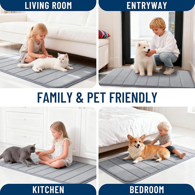 OLANLY Memory Foam Bath Mat 32x20, Super Soft Absorbent Bathroom Rugs, Quick Dry