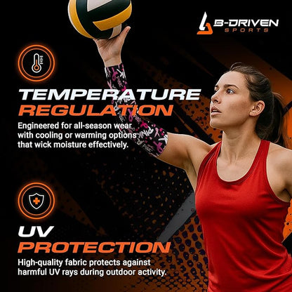 B-Driven Sports Sleeve Pro-Fit - Compression Arm Sleeve for Men & Women - Basketball & Volleyball Arm Sleeve - Single