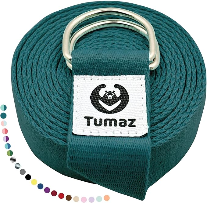 Tumaz Yoga Strap/Stretch Bands [15+ Colors, 6/8/10 Feet Options] with Extra Safe Adjustable D-Ring Buckle, Durable and Comfy Delicate Texture - Best for Daily Stretching, Physical Therapy, Fitness
