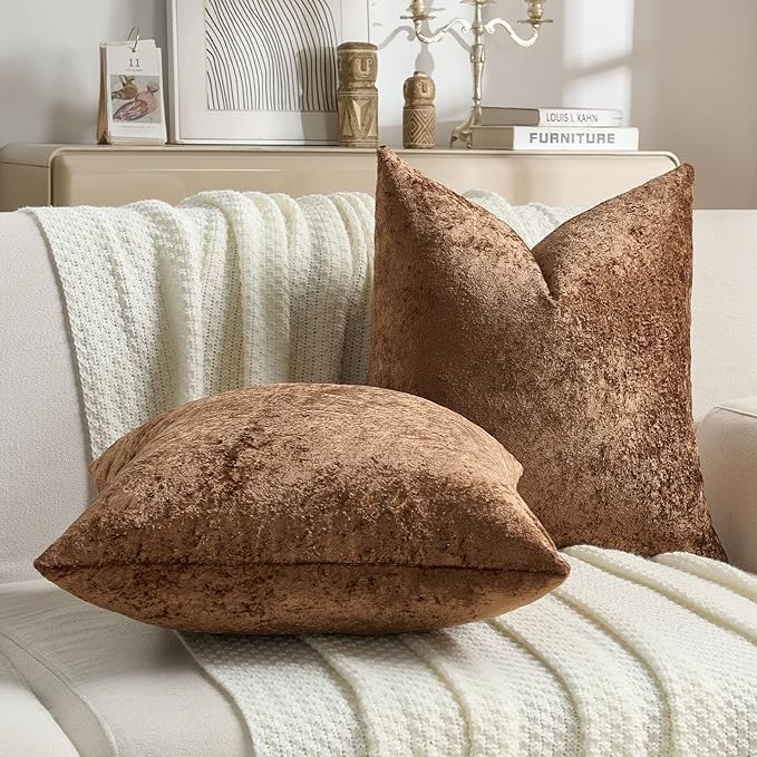 FUTEI Dark Brown Flannel Throw Pillow Covers 12x20 Inch Set of 2,Soft Dimensional Textured Lumbar Pillow Cases,Modern Home Decor for Couch Living Room