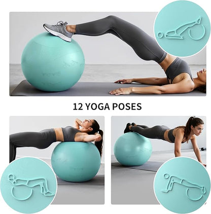 Extra Thick Yoga Ball with Training Instruction, Anti-Burst Slip Resistant Exercise Ball with Pump for Pilates,Physical Therapy,Pregnancy Stability,Birthing Ball 22in 26in 30in