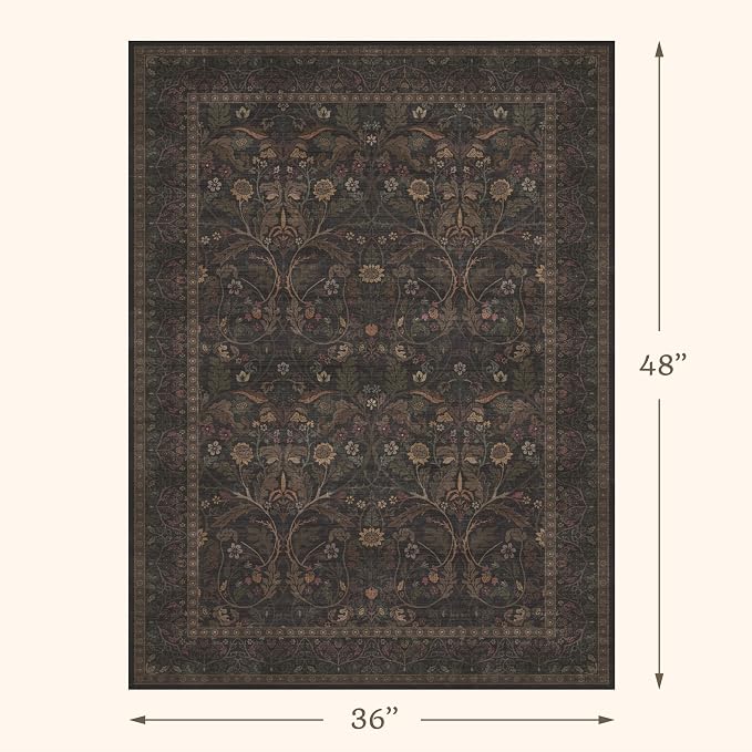 Rustic Brown 3x4 Large Washable Entryway Rug Indoor