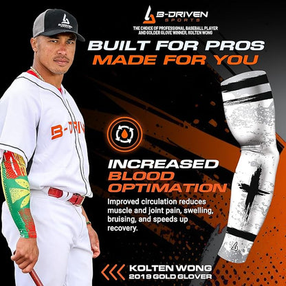 B-Driven Sports Sleeve Pro-Fit - Compression Arm Sleeve for Men & Women - Basketball & Volleyball Arm Sleeve - Single