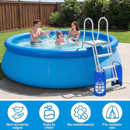 2 Pack Heavy Duty 30L/65LB Pool Ladder Weights, 500D PVC Waterproof Pool Step Sand Bags for Above Ground Swimming Pools Stair, Universal Foldable Pool Stair Weight with Handles