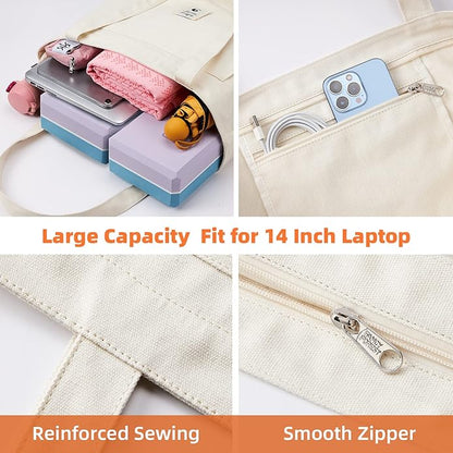 WLLWOO WLLWOO Yoga Bags for Women with Yoga Mats Bags Carrier Carryall Canvas Tote for Pilates Shoulder for Travel Office Beach Workout