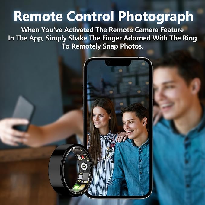Smart Health Ring for Women Men Fitness Tracker with Heart Rate, Blood Oxygen, Blood Pressure, Sleep Monitoring, Step Counting, IP68 Waterproof for iOS and Android, No APP Fee, Black 13