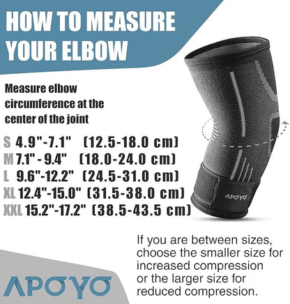 APOYO Elbow Brace for Tendonitis and Tennis Elbow, Compression Sleeve for Arthritis, Workouts, Reduce Joint Pain During Fitness Activity (X-Large)