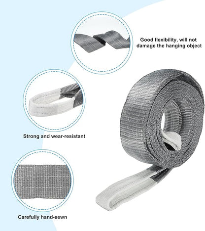PATIKIL Lifting Slings Straps, 1 Pcs Polyester 12ft Heavy Web Slings Duty Flat Lifting Belts Pull Lifting Straps Slings Mount(8818lbs), Grey
