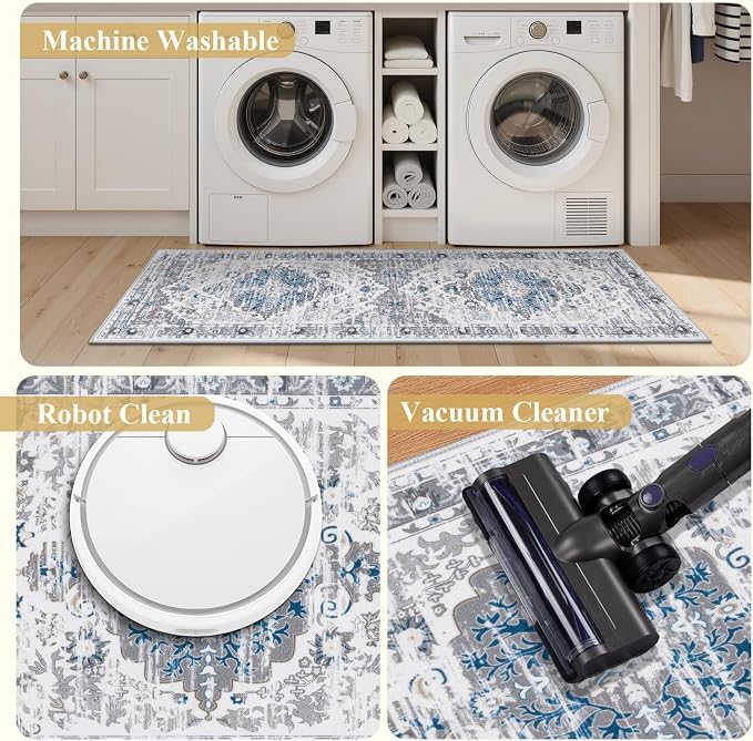 Ileading Boho Kitchen Rugs Set of 3 Washable Kitchen Mats
