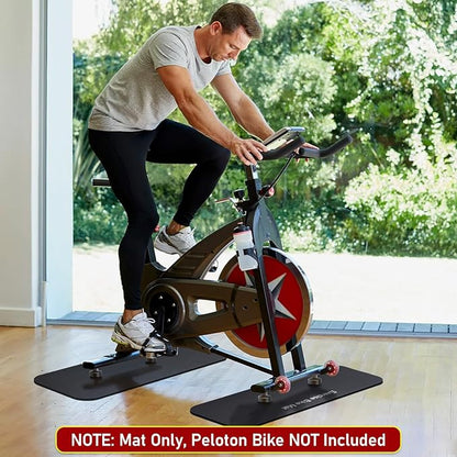 TOBWOLF 2PCS Non-Slip Mat Compatible with Peloton Bike, Concept 2 Rowing Machine, Exercise Bike Mat, Mat Protect Hardwood Floor Carpet for Home Gym, Workout Mat for Bike Trainer, Stationary Spin Bike