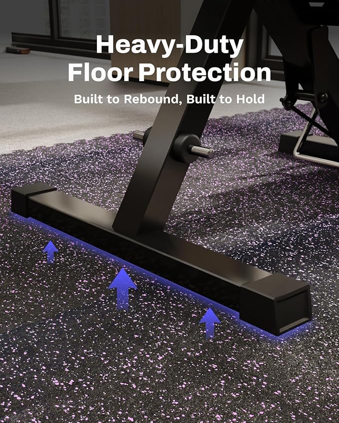 AIRHOP 0.56in Thick 96 Sq Ft Exercise Equipment Mats, 24 Tiles Upgraded Rubber Top with High Density EVA Foam, Large Interlocking Puzzle Gym Flooring for Home Gym, Heavy Weight Workout, 24 x 24in