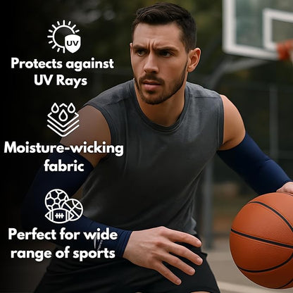 CompressionZ Compression Arm Sleeves for Men & Women| Cooling UV Sun Protection Elbow Pain Relief for All Sports and Recovery