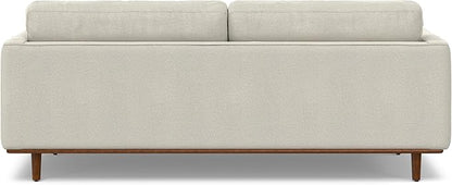 SIMPLIHOME Morrison 89-inch Wide Sofa in Cream White Woven-Blend Fabric, Handcrafted Mid-Century Modern Couch for Living Room or Family Room, Single Bench Cushion, Bolster Pillows
