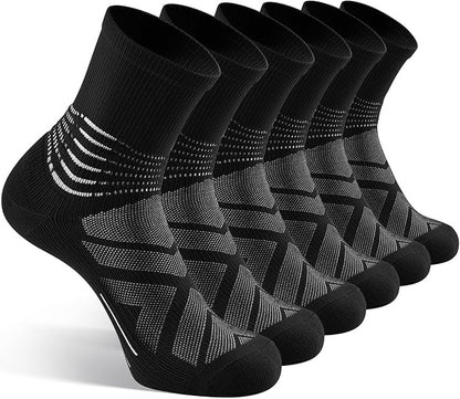 IRAMY Compression Ankle Support Crew Socks Men Women Wicking Plantar Fasciitis Relief Running Hiking Socks 3 Pairs