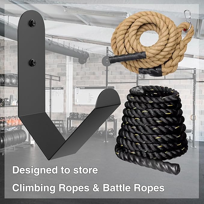 Tamisom Iron Battle Rope Storage Rack, Wall Mount, Black, 1 Count, Minimalist Style, Solid Pattern, 2.9" x7.5" x11.4", 10kg Max Weight, Home, Garage, Commercial Gym