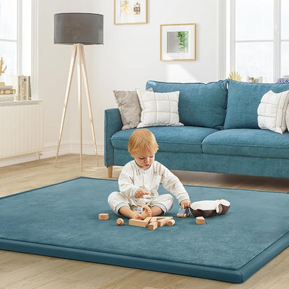Baby Play Mat for Floor Nursery Rug Muscle Mat Area Rug Playroom Rug 50"x50" Playpen Mat Memory Foam 1.3" Thick Crawling Mat for Babies,Toddlers, Infants, Kids,Indigo