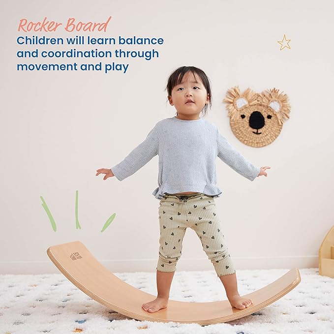 ECR4Kids Balance Board, Montessori Toy, Natural
