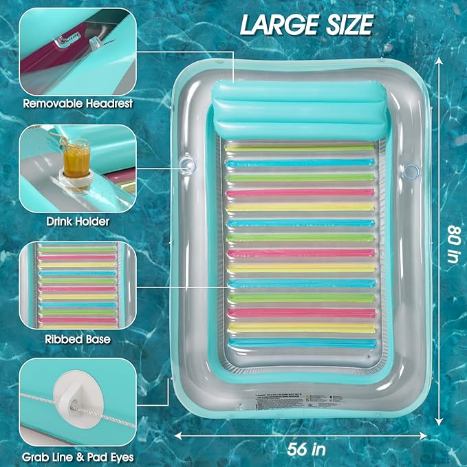Inflatable Tanning Pool Lounger Float - Jasonwell 4 in 1 Sun Tan Tub Sunbathing Pool Lounge Raft Floatie Toys Water Filled Tanning Bed Mat Pad for Adult Blow Up Kiddie Pool Kids Ball Pit Pool (XL)