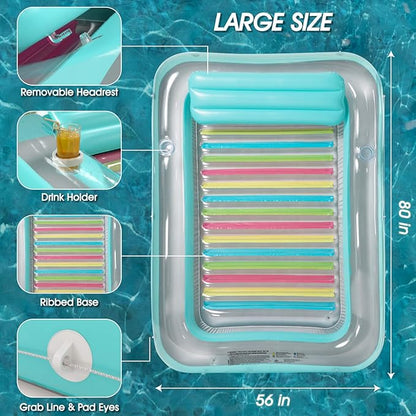 Inflatable Tanning Pool Lounger Float - Jasonwell 4 in 1 Sun Tan Tub Sunbathing Pool Lounge Raft Floatie Toys Water Filled Tanning Bed Mat Pad for Adult Blow Up Kiddie Pool Kids Ball Pit Pool (XL)