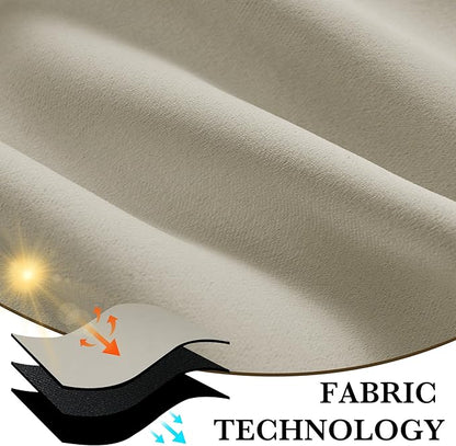 RYB HOME Bedroom Blackout Curtains 84 inches Long, 100% Blackout Thermal Insulated Noise Reducing Curtains for Living Room Nursury, 42 inches Wide by 84 inches Long, Natural
