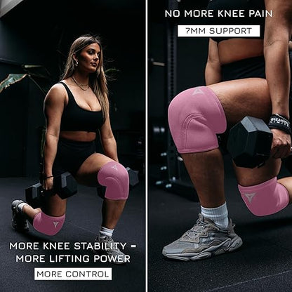 BREAKING LIMITS Pink Knee Sleeves Weightlifting Women - Gym Knee Sleeves for Women - 7MM Knee Wraps for Squats, Lifting & Powerlifting (M)