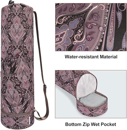 sportsnew Yoga Mat Bag with Water Bottle Pocket and Bottom Wet Pocket, Exercise Yoga Mat Carrier Multi-Functional Storage Bag, Patent pending