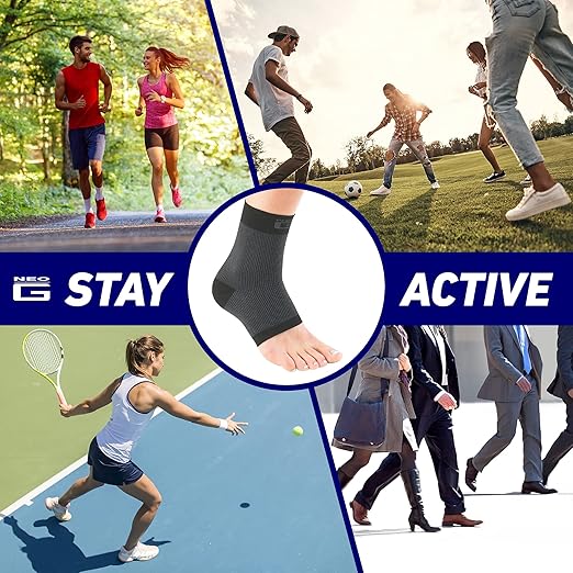 Neo-G Airflow Ankle Compression Sleeve - Sports, Daily Wear - Compression Ankle Brace, Tendonitis Support, Compression Ankle Support for Weak Ankles and Joint Pain - Airflow - S - Black