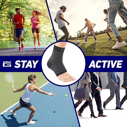 Neo-G Airflow Ankle Compression Sleeve - Sports, Daily Wear - Compression Ankle Brace, Tendonitis Support, Compression Ankle Support for Weak Ankles and Joint Pain - Airflow - S - Black