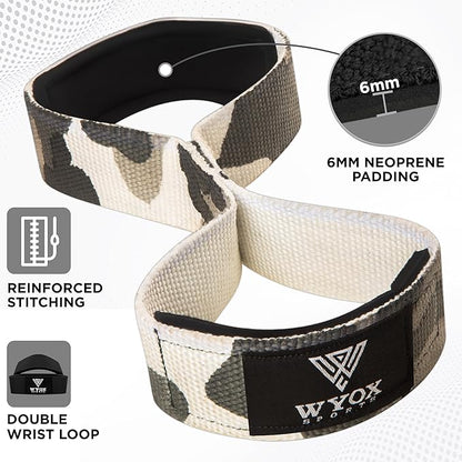 WYOX Figure 8 Lifting Wrist Straps for Weightlifting – Heavy Duty Padded Neoprene Wrist Support, Powerlifting & Strength Training Lift Straps for Deadlifts, Pull Ups, Rows, Shrugs, Gym Training Hand Grip Support for Bodybuilding