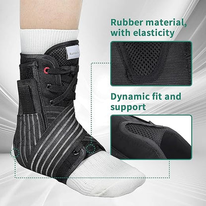 Ankle Brace for Sprained Ankle Lace up Support Brace for Women Men with Side Splints Adjustable Ankles Stabilizer for Injury Recover, Sports, S